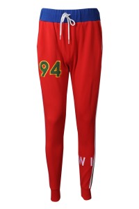U374 Manufacturing pedicure sports trousers Customized contrast waistband Polar fleece embroidery patch silver zipper trousers Sweatpants center front view